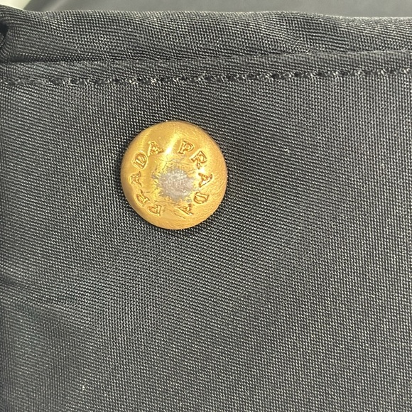 PRADA Tessuto Tote Bag Nylon with Gold Triangle Large Logo Plate Shoulder Bag - Picture 9 of 16